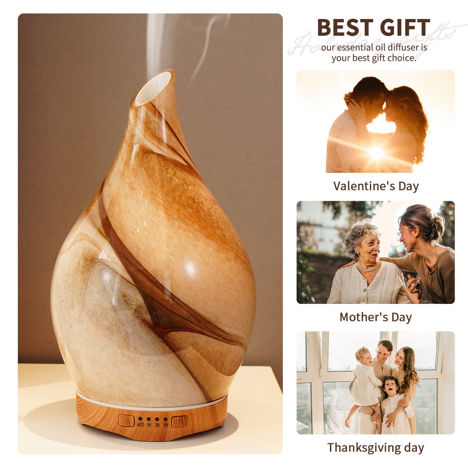 280ml Glass Essential Oil Diffuser Humidifier with Remote Desert for Home,Office