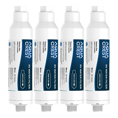 (4)AQUACREST RV Inline Water Filter,for RV and Marines,Drinking & Washing Filter