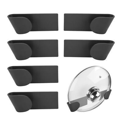 Pot Lid Holder, 6Pcs Household Punch Free Wall Mount Pot Lid Organizers Self ...