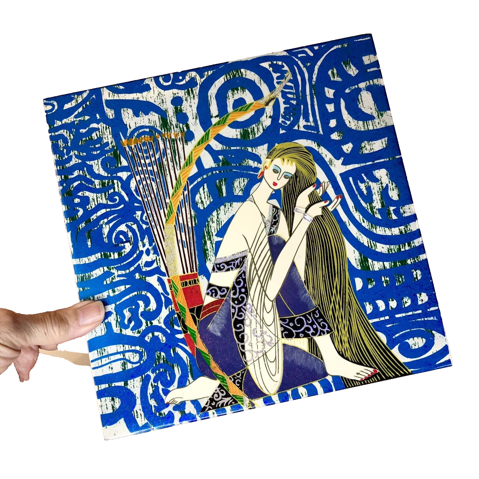 Ting Shao Kuang Keeping Peace Lacquer Plaque w/ Inlaid MOP Art