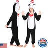 Rabtero Kids Cat in The Hat Costume, Girls Book Character Costume, Boys Dr Seuss Costume, Children Animal Onesie Novelty One-Piece Pajamas, Halloween Christmas Cosplay Costume for Kids 12-14