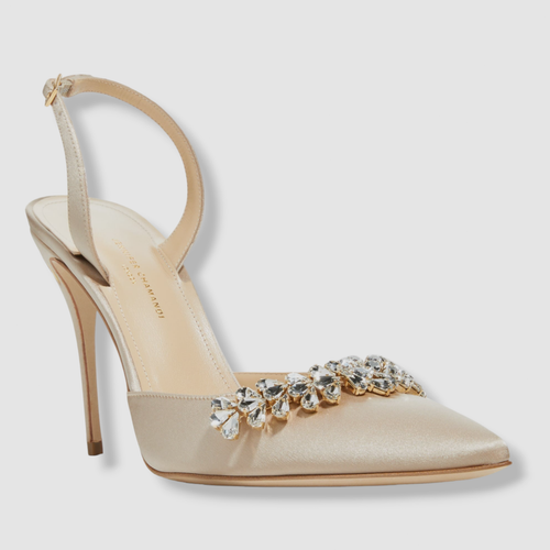 JENNIFER CHAMANDI $1050 JENNIFER CHAMANDI WOMENS BEIGE VITTORIO SATIN SANDAL SHOES SIZE EU 38/US 8