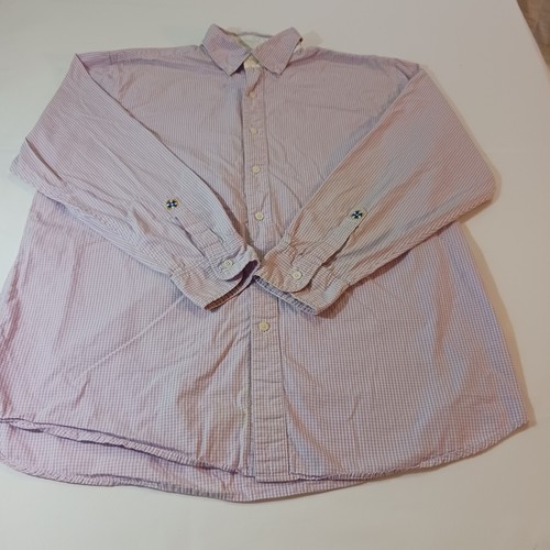 Castaway Nantucket Island Men's White & Purple Checkered Button-Down Shirt Sz L