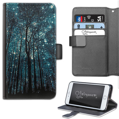 Trees And Starry Galaxy Night Sky PU Leather Wallet Phone Case;Flip Case
