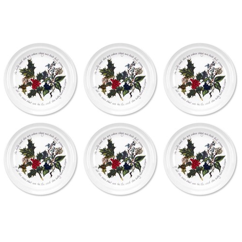 Portmeirion Holly and Ivy Tea Plates - Set of 6