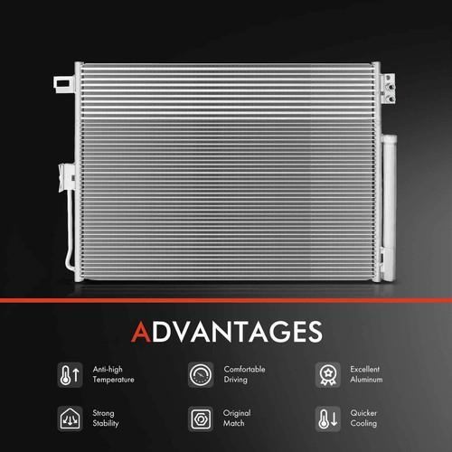 AC Condenser w/ Trans Oil Cooler & Receiver Drier for Jeep Grand Cherokee 11-21