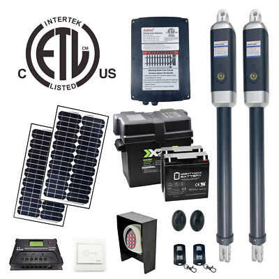 ALEKO ETL Listed Full Solar Kit Gate Opener for Swing Dual Gates up to 1760 lb
