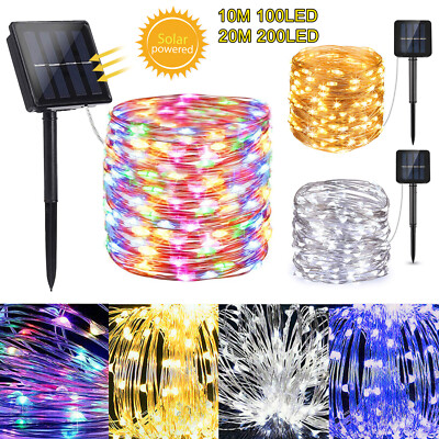 100/200LED Solar Power String Fairy Lights Christmas Garden Outdoor Party Lamp