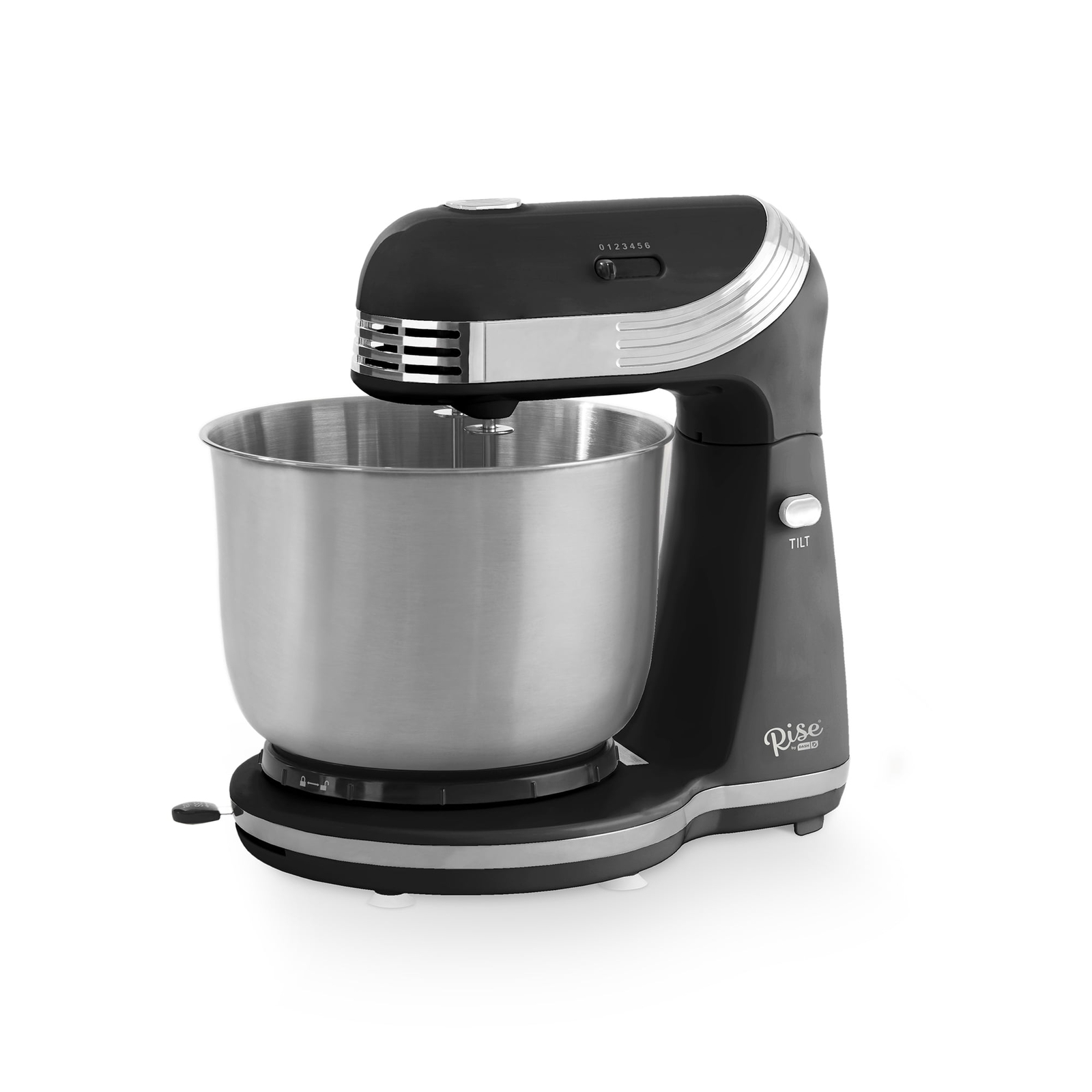 Stand Mixer, 6 Speed, with Mixing Bowl, Dough Hooks, Beaters, Recipes, Black