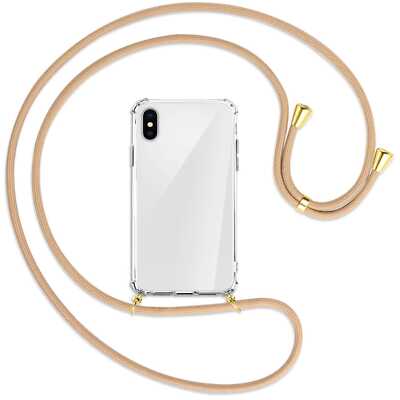 Handykette für Apple iPhone X / XS / 10 beige (G) Hülle mit Band Kordel