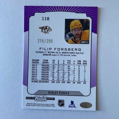 2022 O-Pee-Chee Platinum Hockey #118 Filip Forsberg Violet Pixels 219/299