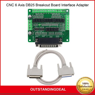 6 Axis CNC DB25 Breakout Board Interface Adapter MACH3 KCAM4 EMC2 +DB25 Cable