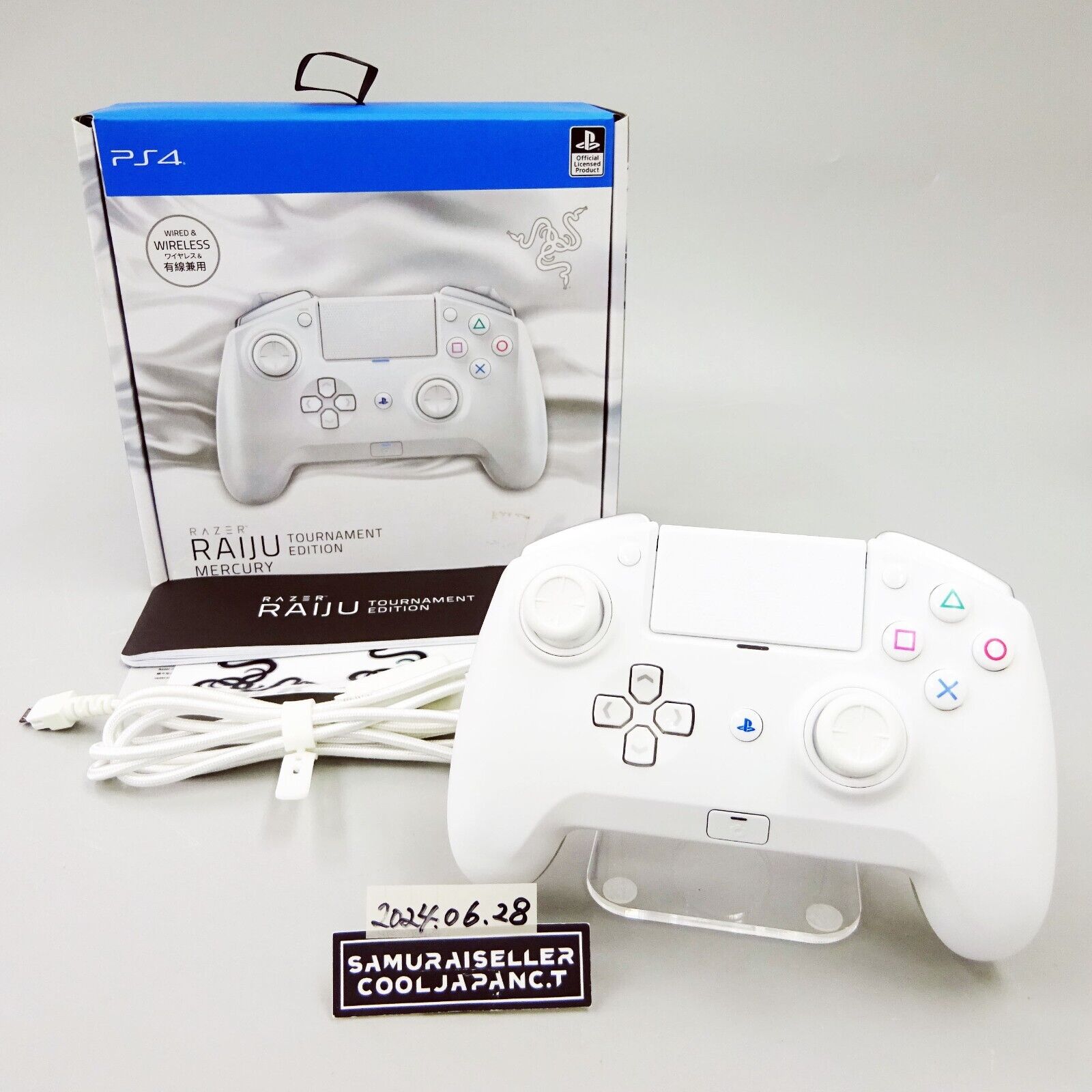 Razer Raiju Tournament Edition Mercury White PC PS4 Official License Controller Razer Raiju Tournament Edition Mercury White PC PS4 Official License Controller