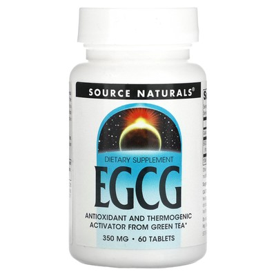 Source Naturals EGCG 350 мг 60 таблеток без молочных продуктов, без яиц, без ароматизаторов,