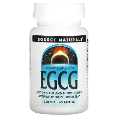 Source Naturals EGCG 350 мг 60 таблеток без молочных продуктов, без яиц, без ароматизаторов,