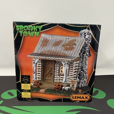 Lemax Spooky Town Halloween Village Skeleton Cottage 34081 Lighted Table Accent