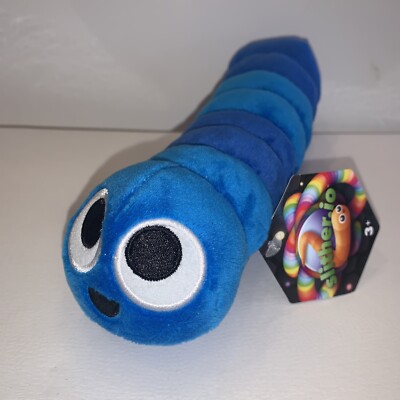 Slither.io Bendable Worm - BLUE -  8'' Plush Toy Bonkers Toys New