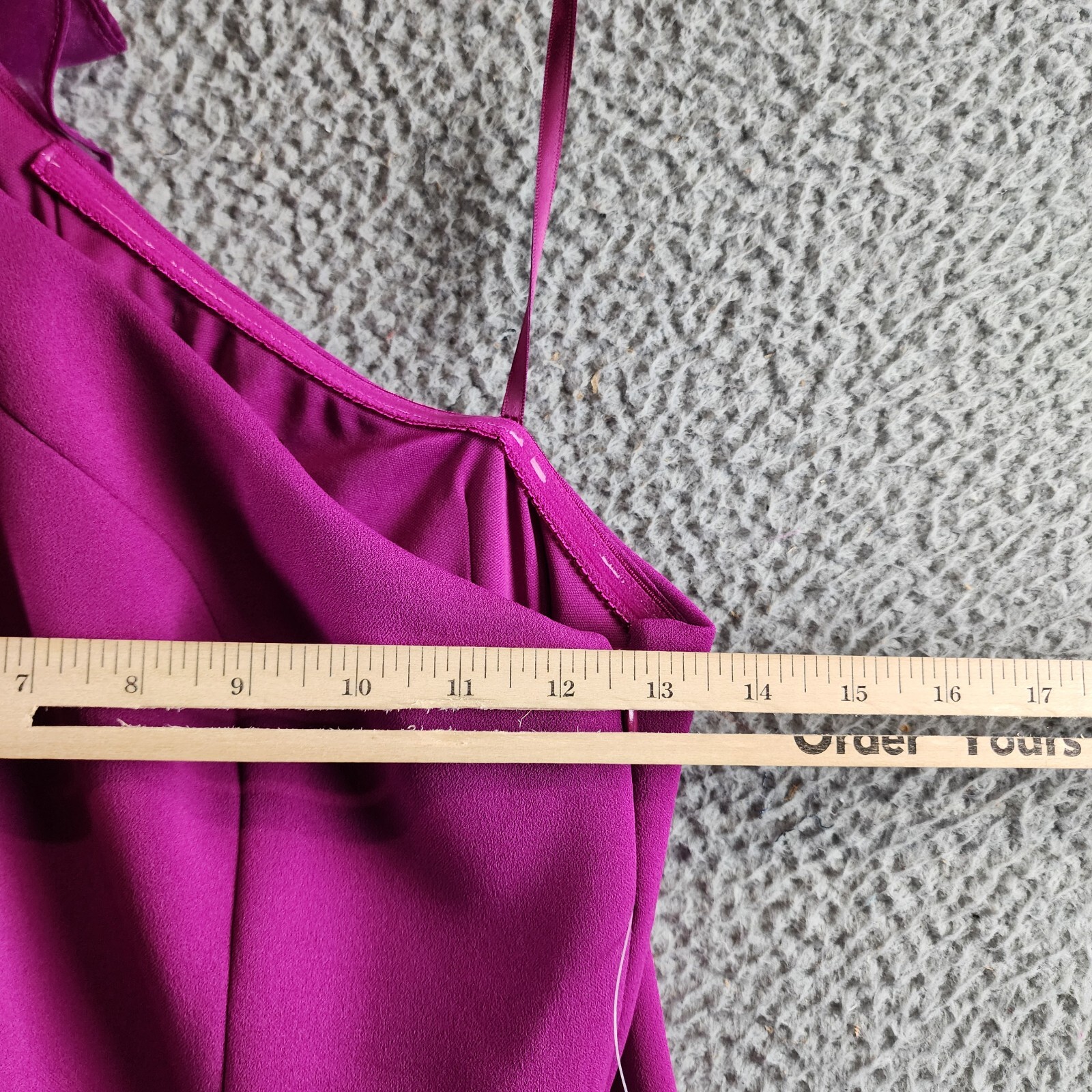 Marina Ruffled One Shoulder Sleeveless Sheath Dress Women's 4 Magenta Side Zip - Picture 6 of 11