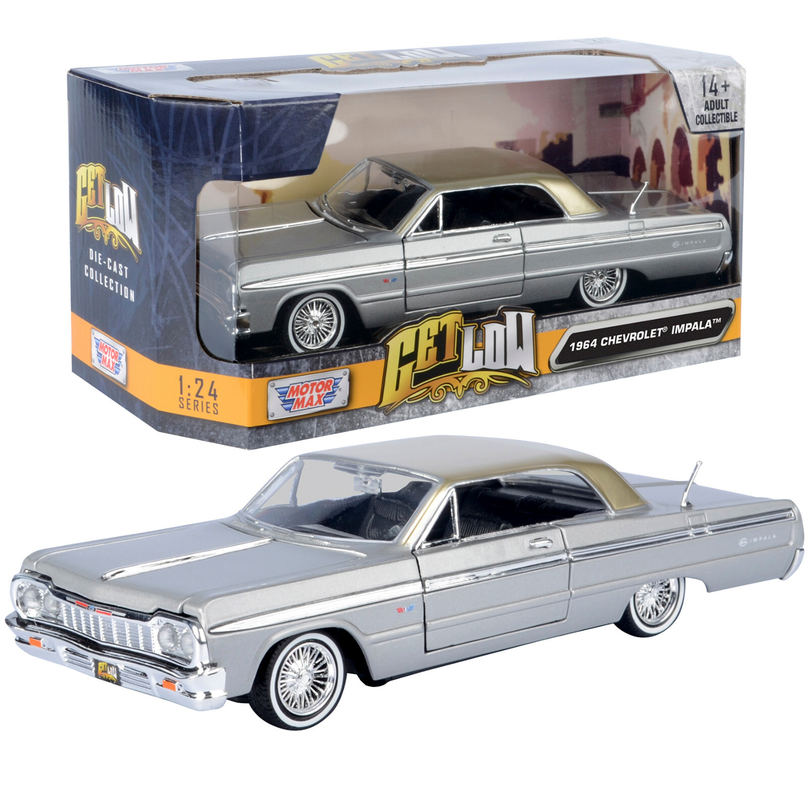ミニカー CHEVY IMPARA 1964 Chevrolet Impala SS Hard Top Lowrider Black Silver Top