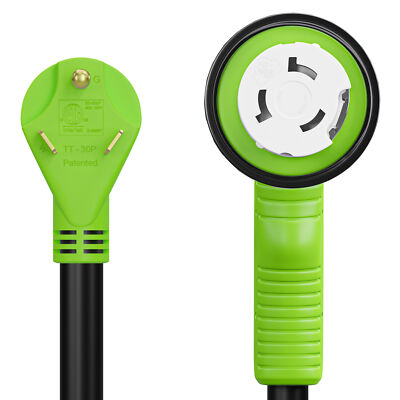 Leisure Cords RV Power Cord Adapter 30 amp Male to 50 amp twist lock 90 Degree