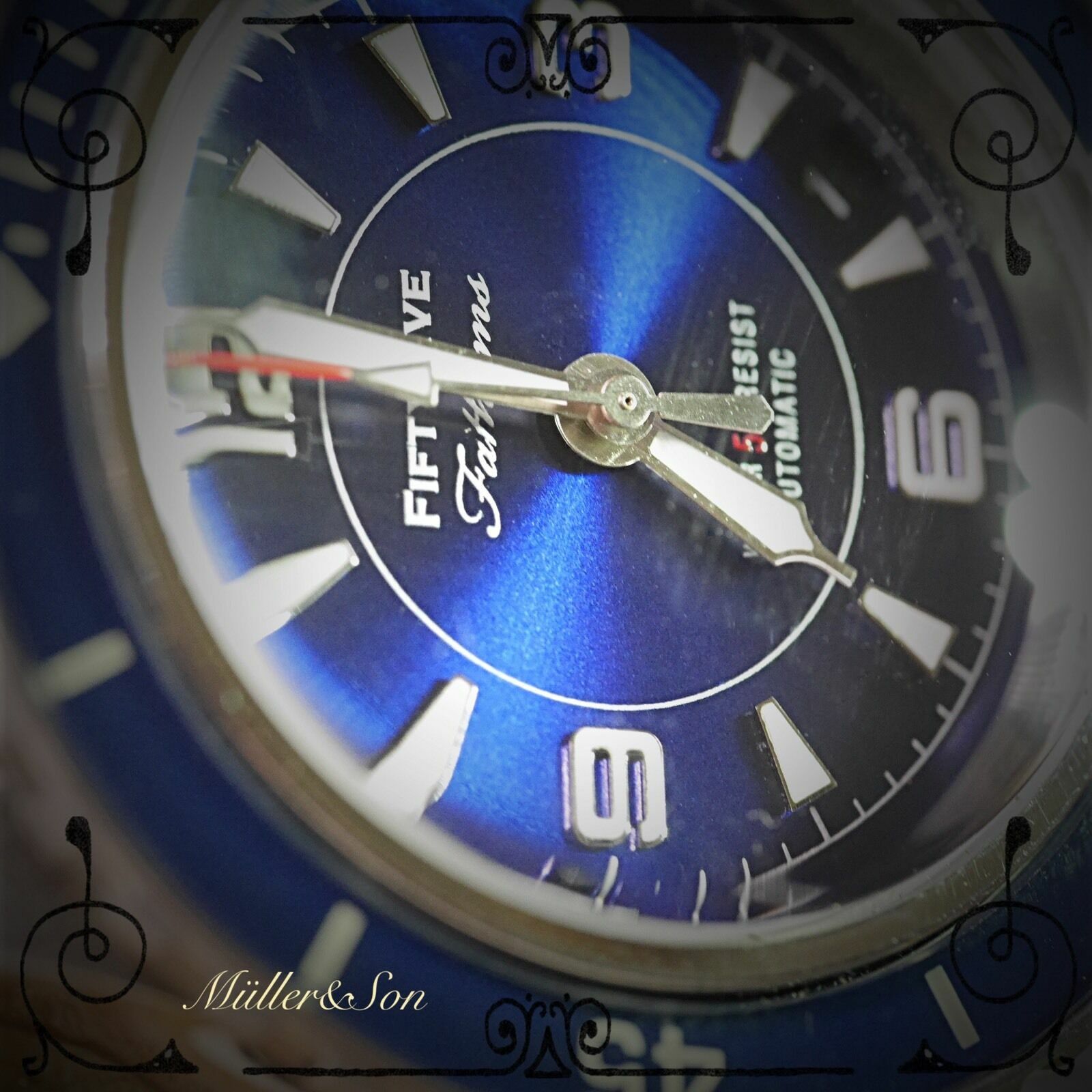 Pre-owned Müller&son Watch "modern Blue Supermod" Made From Seiko Snzh + Horween Strap