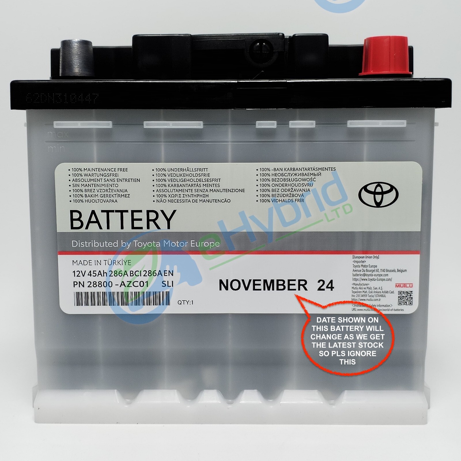 Genuine Toyota C-HR 12V Battery Oem 28800-AZC01 Fits Corolla