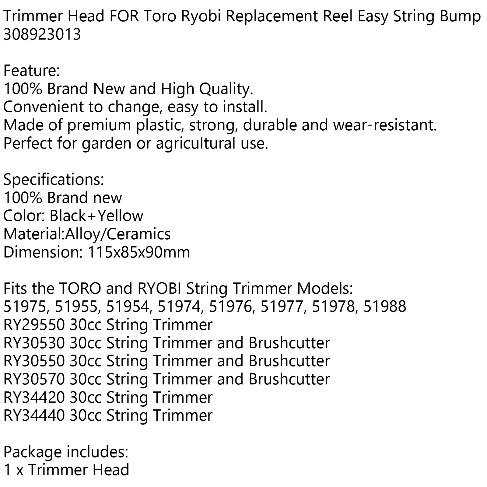 Trimmer Head For Ryobi Toro Reel Easy String Bump Head Rep 120950010 308923013 A