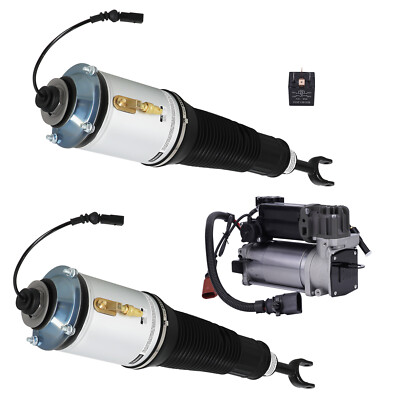 Pair Front Struts Suspension And Air Compressor Pump Kit For Audi A8 Quattro S8