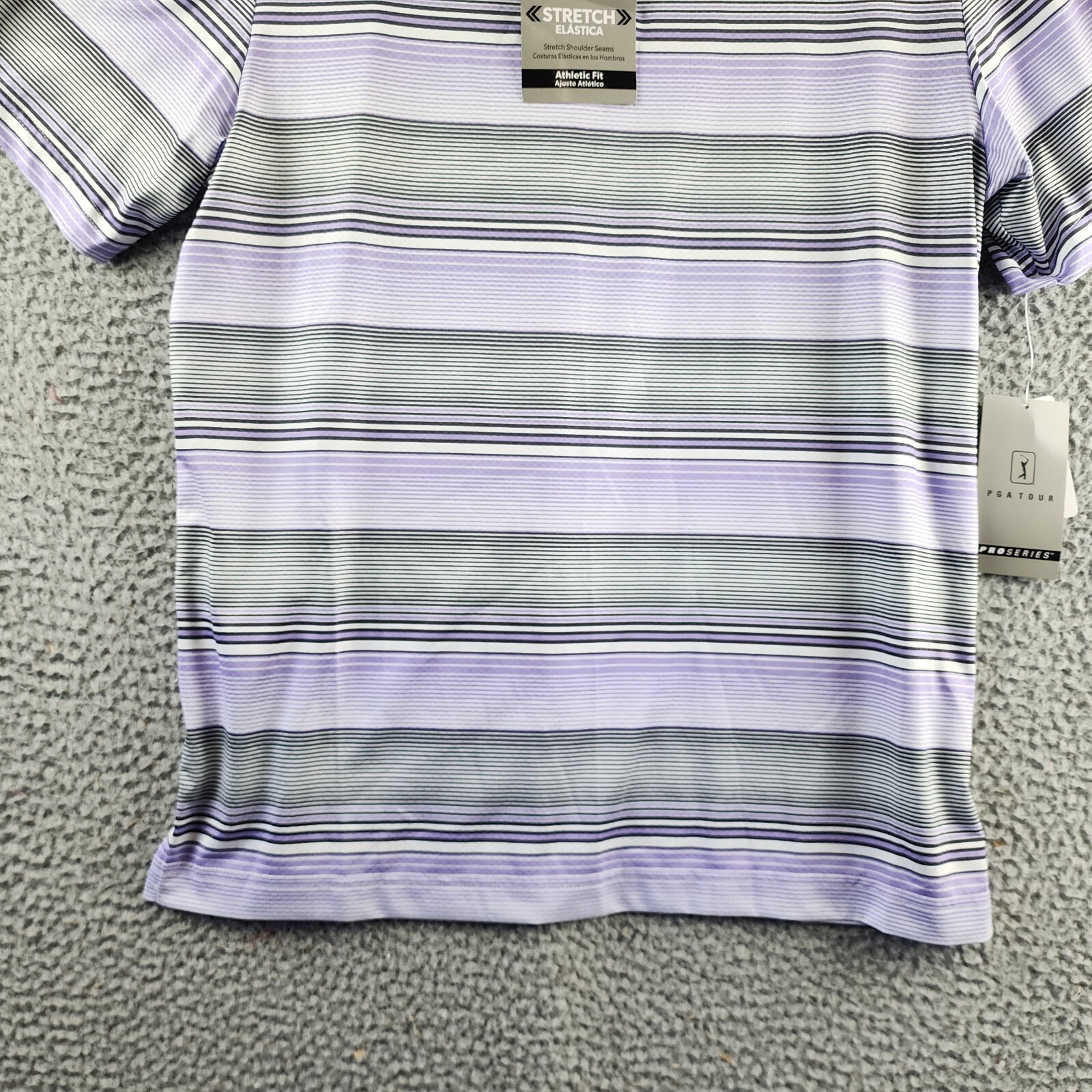 Pga Tour Linear Energy Textured Performance Golf Polo Shirt Men's S Iron Gate - Picture 3 of 16