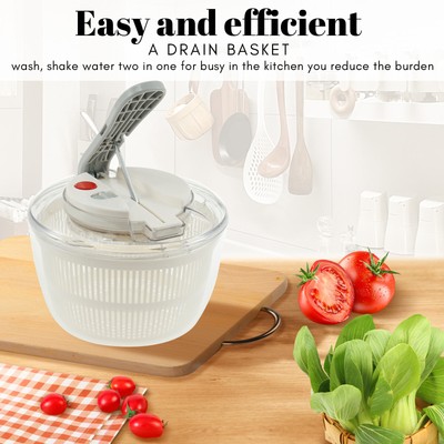 Salad Spinner Lettuce Dryer Easy Press Vegetable Dryer Spinner 3L Salad FlNRY