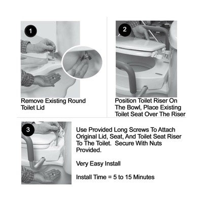 Carex Health Brands Toilet Seat Elevator with Handles for Standard Round Toil...