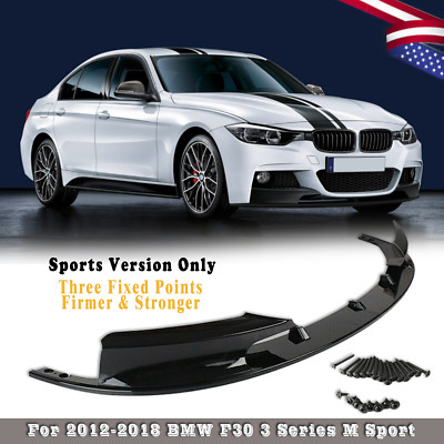 For BMW 3 Series F30 328i 335i M-Sport 12-18 Black Front Bumper Lip Spoiler