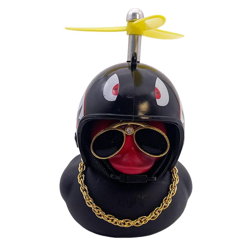 Car Ornaments Rubber Duck Helmet Duck Shape Bike Cycling Handlebar Bell w/ Light
