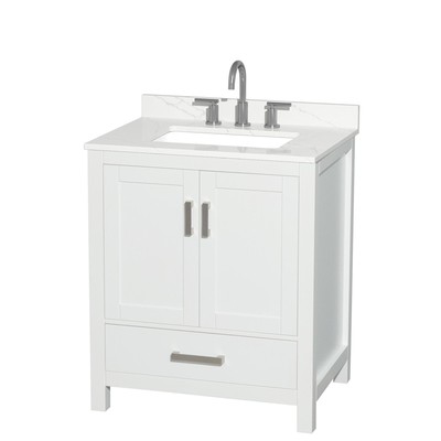 Wyndham Collection WCS141430S-QTZ-US3MXX Sheffield 30'' - White / Giotto Quartz
