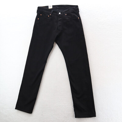 Levi's Jeans Mens 34x33 501 Original Fit Button Fly Black Stretch American Denim