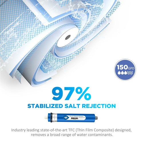 50 Pack 150 GPD RO Membrane Under Sink Drink Reverse Osmosis System Water Filter