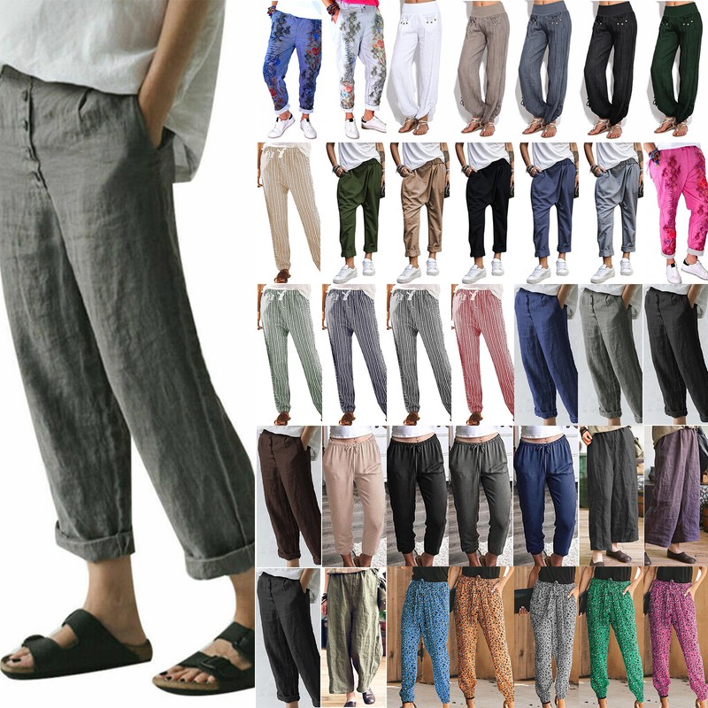 Ubergrosse Damen Leinenhose Baggy Harem Sommer Freizeithose Lang Weites Bein Hose Damen Hosen Aus Spitze