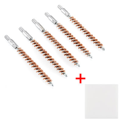 5 Pcs Bronze Bristle Bore Cleaning Brush Multi-Caliber Thread with 50 Patches