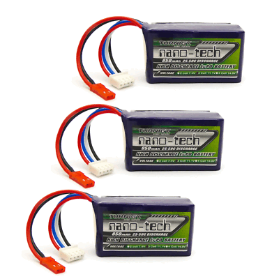 3pcs Turnigy Nano Tech 850mAh 3S Lipo Battery Pack 25C 40C (
