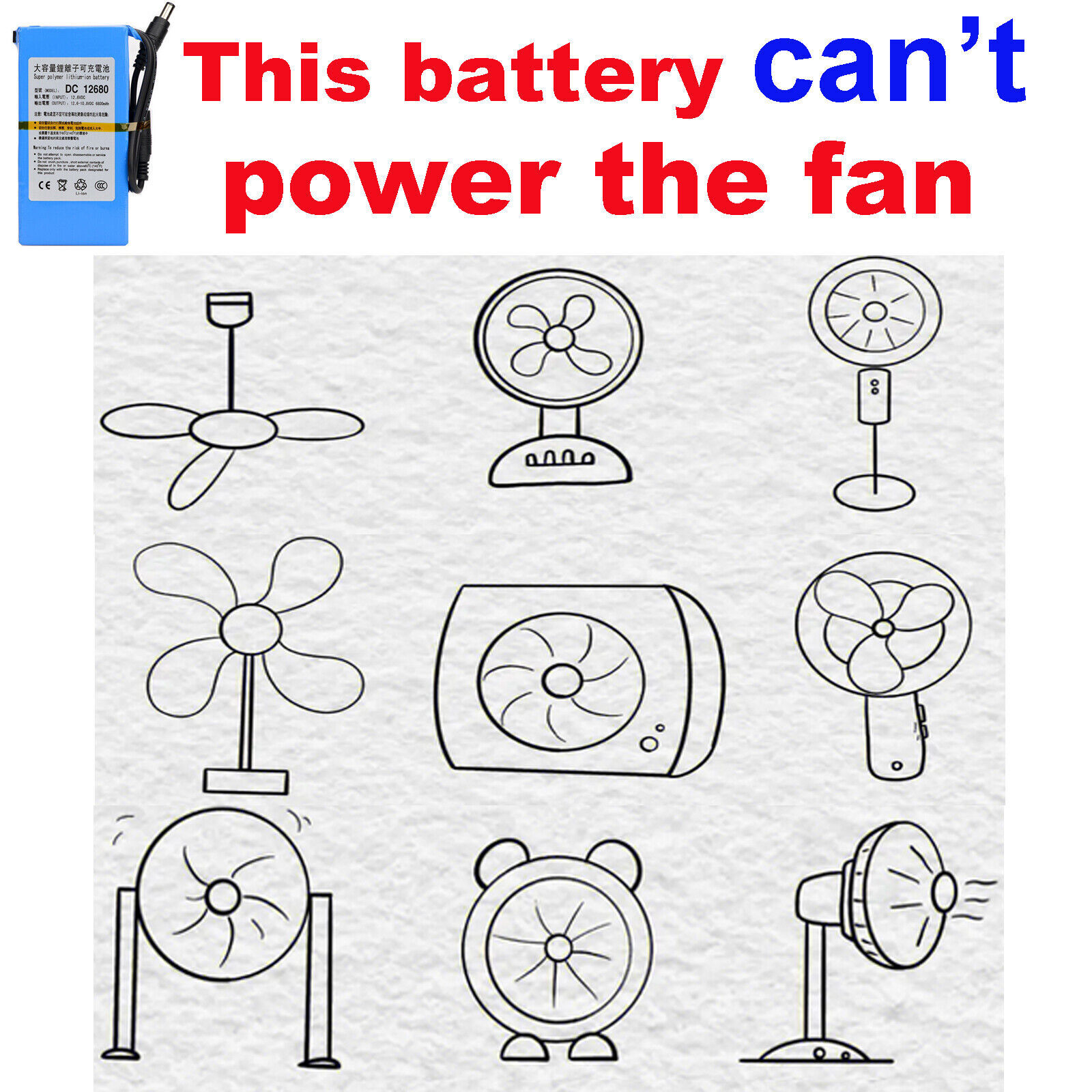 12V DC Rechargeable Lithium-ion Battery Portable Battery Pack w/ Charger Switch