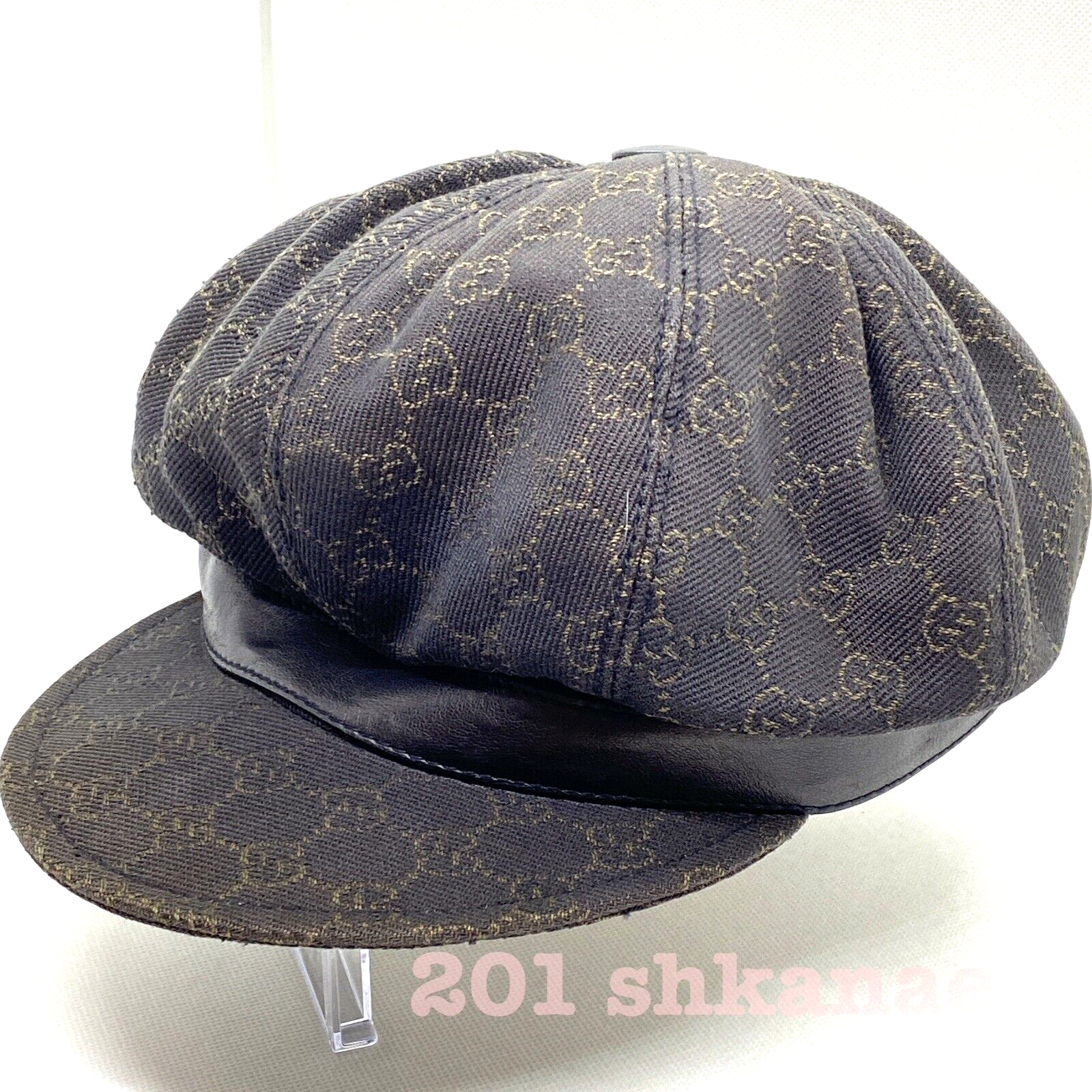 GUCCI GG Canvas Newsboy Cap Hat Size S 54cm/21.3in Dark GUCCI GG Canvas Newsboy Cap Hat Size S 54cm/21.3in Dark