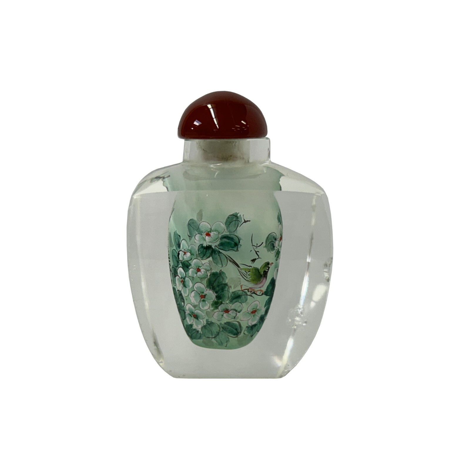 Chinese Inside Green White Flower Bird Graphic Glass Art Bottle ws4168S Chinese Inside Green White Flower Bird Graphic Glass Art Bottle ws4168S