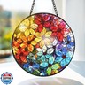 Bimkole Colorful Flower Stained Glass Suncatcher Window Hanging - Design for Indoor Window or Doorway Decoration - 7.87x7.87 inch with Chain and Hook - Unique Home Decor Gift