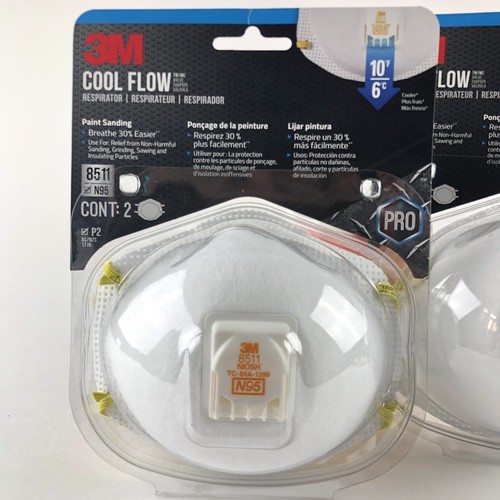 3M R8511-2 N95 Valved Sanding and Fiberglass Respirator 2- 2-Packs