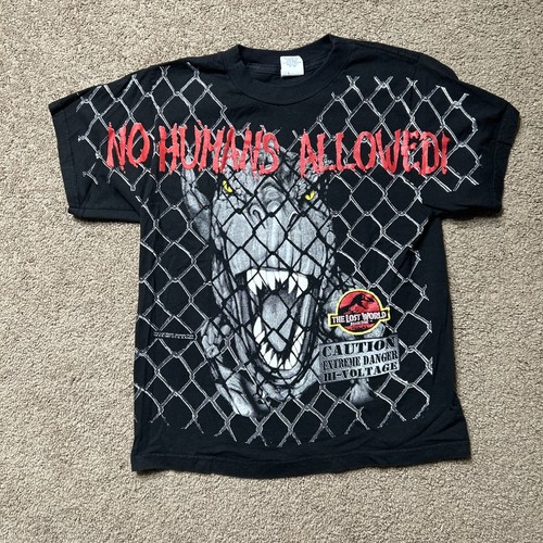 90s Jurassic Park 1992年 ブラックTシャツ Vintage 1992 Jurassic Park Logo Movie Promo T-Shirt XL