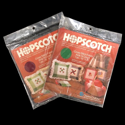 2ct Hopscotch Cross Stitch Fabric Aida 14 Count 15 x 15 Green/White Burg/Cream