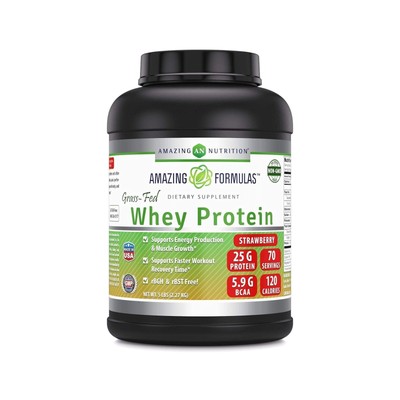 Amazing Formulas Grass Fed Whey Protein Supplement | Strawberry Flavor | 25 G...