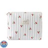 uekeboag Quilted Cotton Makeup Bag,Coquette Quilted Toiletry Bag for Women and Girls,Floral Coquette Pouch,Cute Kawaii Travel Cosmetic Bags(Striated Cherry)