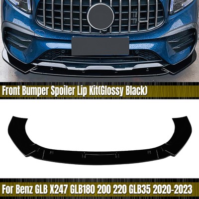 Gloss Black Front Bumper Spoiler Lip For Benz X247 GLB180 200 220 2020-2023