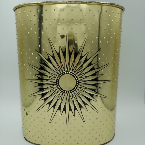 Harvell Trash Can Gold Metal Mid Century Waste Basket 13